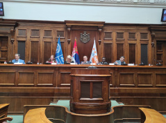 27 May 2022 National Assembly Speaker Ivica Dacic delivers an address at the presentation of the UNDP Depopulation Report